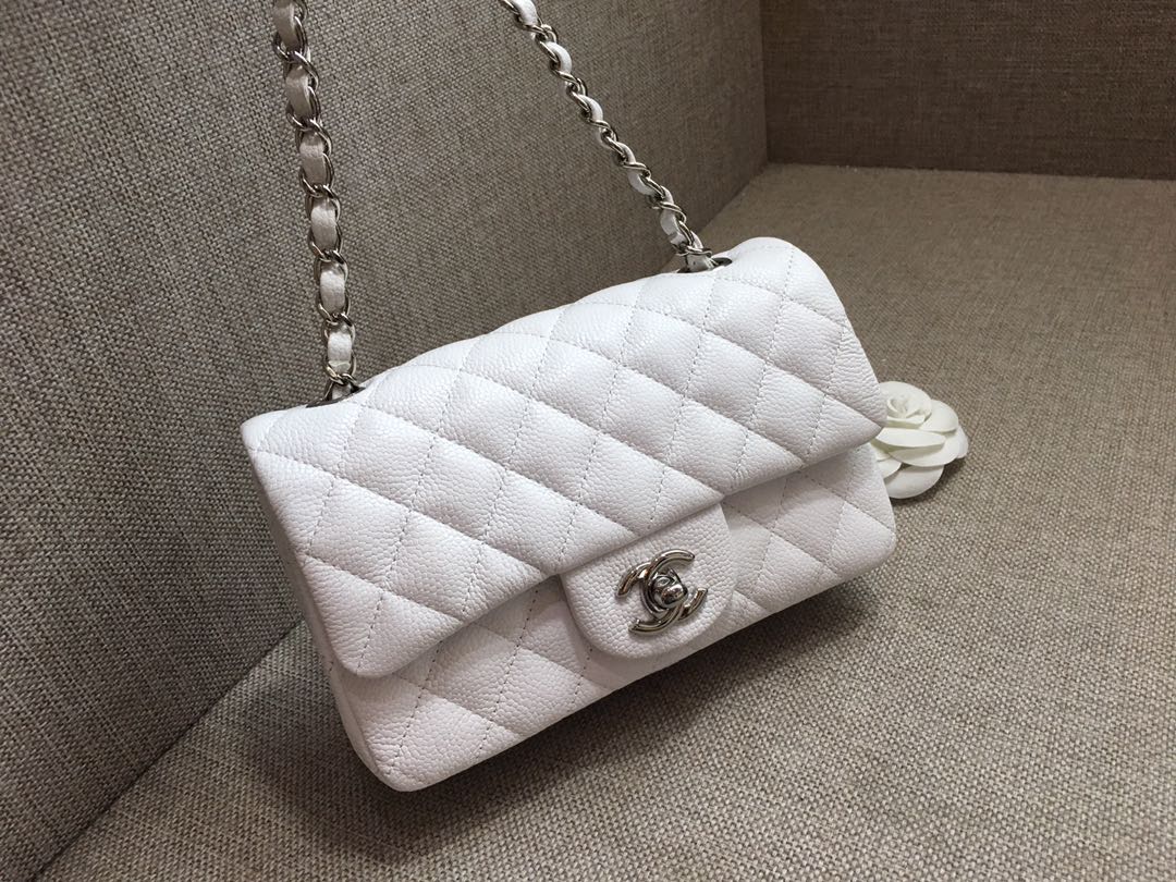 Small Classic Flap Caviar Bag A01116 White/Silver